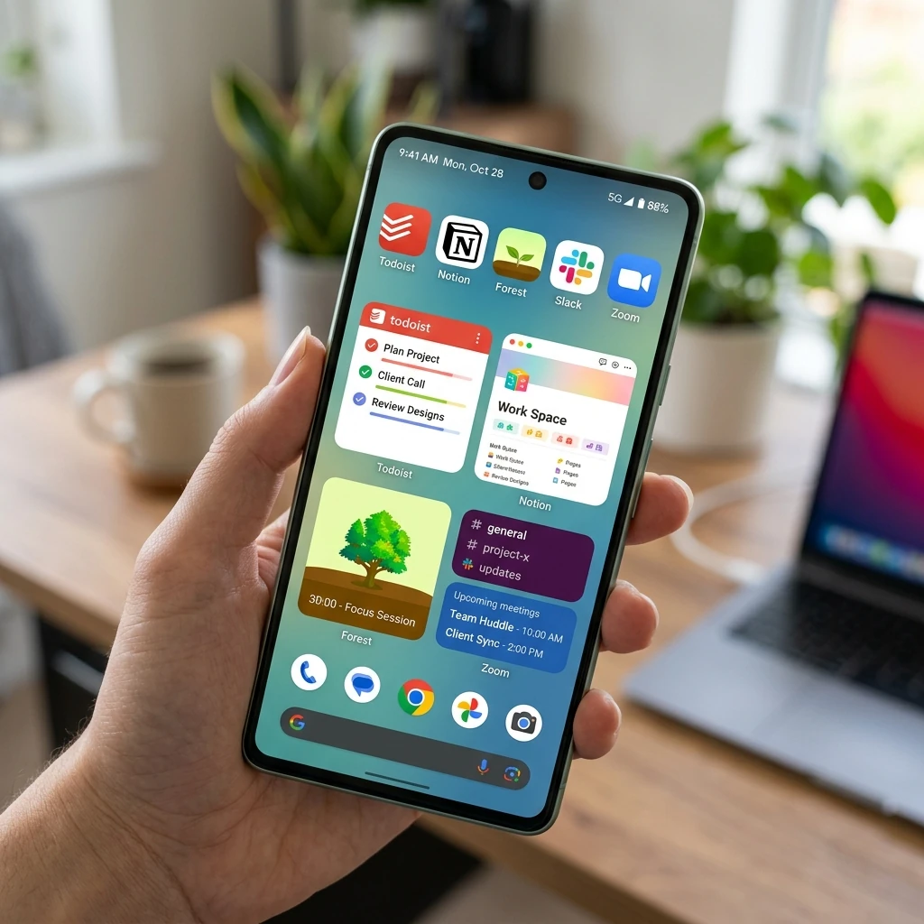Apps de productividad en pantalla